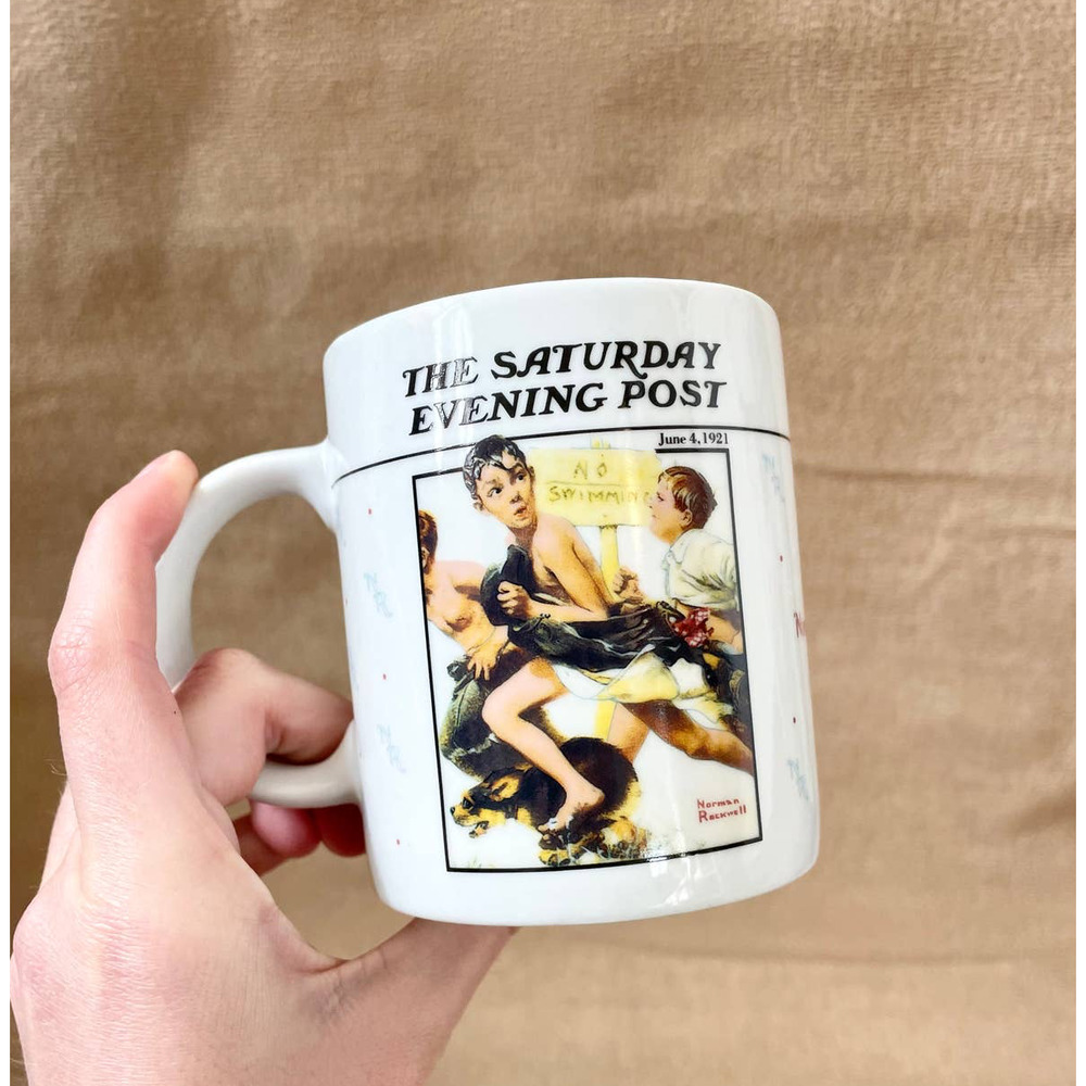 Normal Rockwell No Swimming Saturday Evening Post Cover Art Collectible Mug